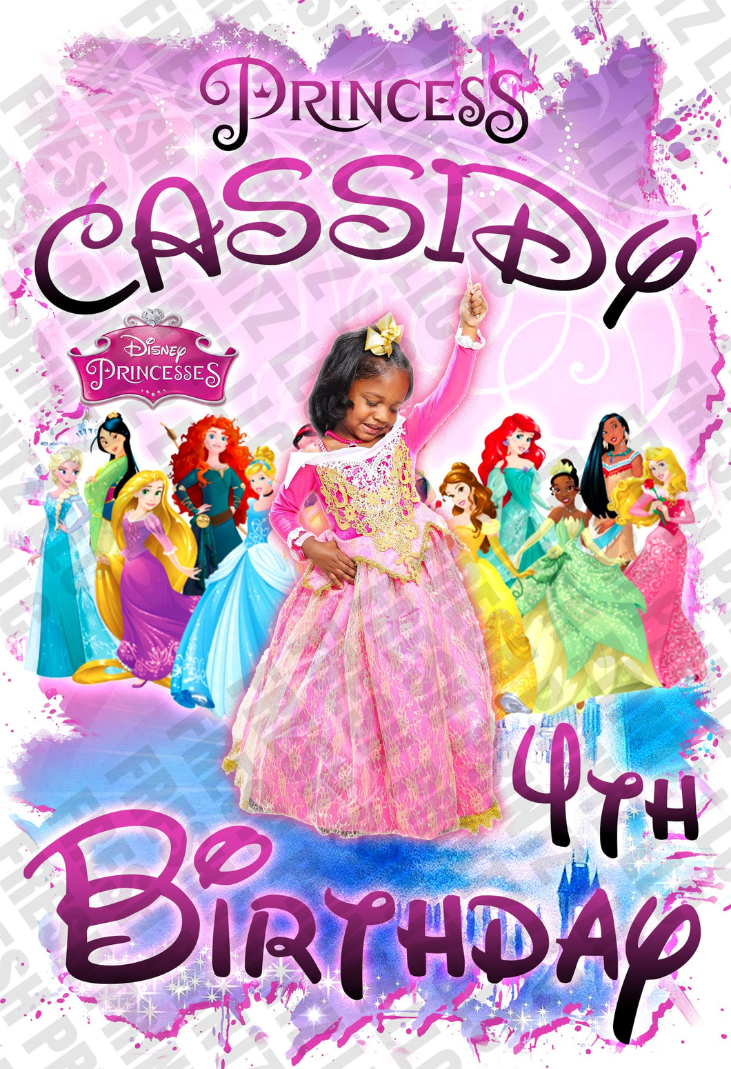 DISNEY PRINCESSES BIRTHDAY CENTER PRINT